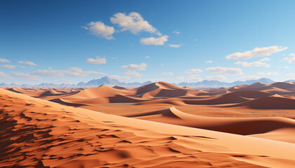 Fototapeta na wymiar Arid climate, sand dune, majestic mountain range generated by AI