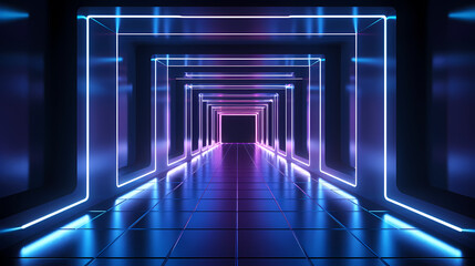 Empty room with neon space for design
