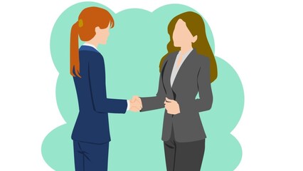 Fototapeta premium 契約が成立して握手している女性のイラスト