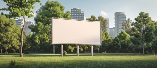 3D illustration of mock-up billboard stand in city park