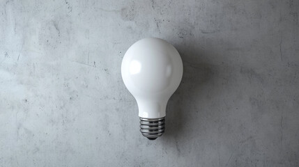 Minimalist Concept - White Lightbulb on Grey Background