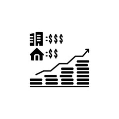 real estate sales up vector icon. real estate icon solid style. perfect use for logo, presentation, website, and more. modern icon design glyph style