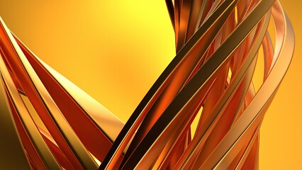 Gold Wavy Metal Gentle Curves Contemporary Artistic Bezier Curves Luxury Elegant Modern 3D Rendering Abstract Background