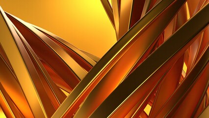 Gold Wavy Metal Gentle Curve Modern Artistic Delicate Curves Elegant Modern 3D Rendering Abstract Background