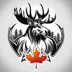 Obraz premium Illustration of a vector style Canadian moose suitable for a t-shirt design or logo
