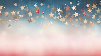 Flat lay composition for festive background with festive decorations and stars