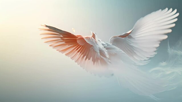 Floating on gentle currents of air this angels wings flow like fiery plumes evoking the essence of the mythical phoenix.