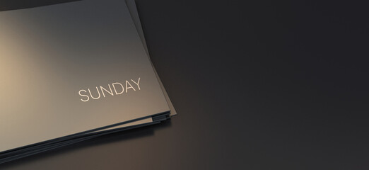 Sunday.
A weekly Schedule. Business plans, events, calendar background images. Dark color monthly plan concept 3d rendering.