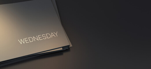 Wednesday.
A weekly Schedule. Business plans, events, calendar background images. Dark color monthly plan concept 3d rendering.