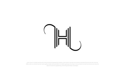 unique monogram H logo with line style