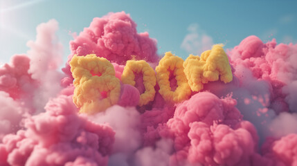 Fototapeta premium Surreal Pink Clouds Rendered in a Dreamy 3D Illustration