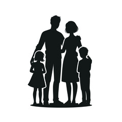 Family Silhouette Featuring Two Adults and Two Children