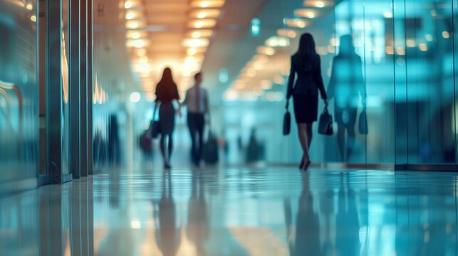 Spacious, Well-Lit Office With Professionals In Casual Attire. Skillful Depth Of Field And Blurred Bokeh Background Capture The Energetic Essence Of Modern Work Life. Generative AI