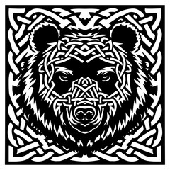 Bear face in celtic knot style
