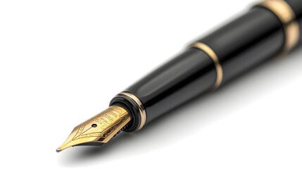 Exquisite Elegance: Close-Up of Luxury Fountain Pen with Gold Detailing