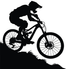 Naklejka premium Silhouette of a Mountain Biker in Action
