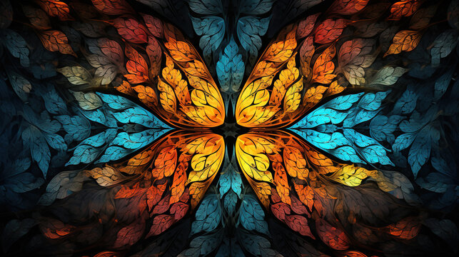 Fototapeta Butterfly 3D rendering of abstract fractal background for creative art, design, and entertainment. 