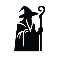 Wizard Silhouette with Staff