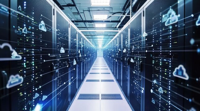 Rows of Servers in a Data Center Generative AI