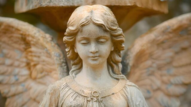 A grounded angel with earthtoned wings and a serene expression symbolizing the stability and security of earth.