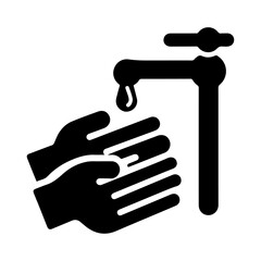 Hand washing vector icon, clipart, symbol, flat illustration, black color silhouette