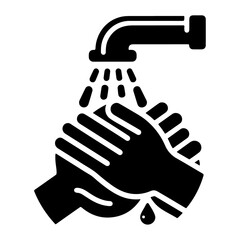 Hand washing vector icon, clipart, symbol, flat illustration, black color silhouette