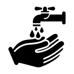 Hand washing vector icon, clipart, symbol, flat illustration, black color silhouette