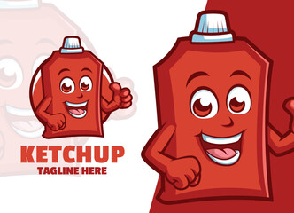 Ketchup Cartoon character Mascot Logo cute funny illustration