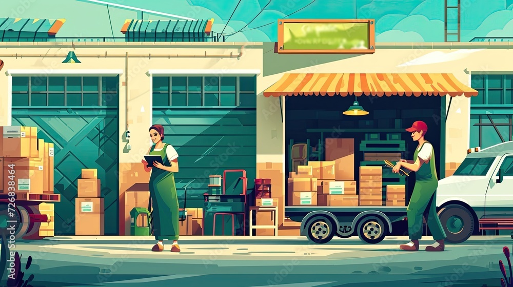 Poster couple standing in front of a building generative ai