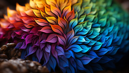 Vibrant colored flower petals create beautiful nature patterns generated by AI