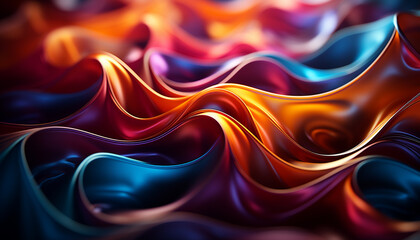 Obraz premium Abstract backdrop with multi colored wave pattern and smooth flowing generated by AI