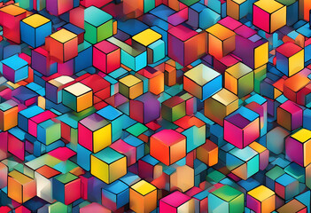 Obraz premium Cube. Geometric. Abstract. 3D. Pattern. Design. Cubic. Minimalist. Shape. Modern. Contemporary. Background. Grid. Perspective. Symmetry. Dimensional. Box. Visual. Cubic Arrangement. AI Generated.