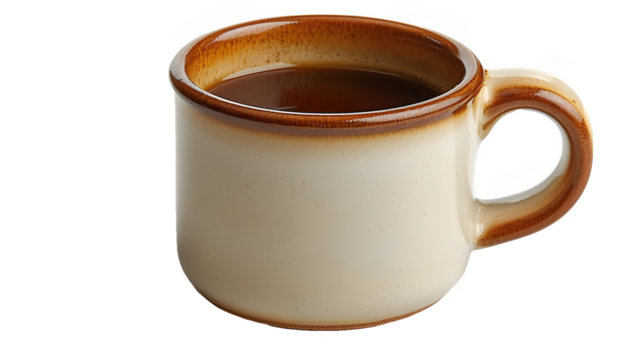 Morning Brew: Coffee Mug with Freshly Brewed Coffee Isolated on Transparent Background