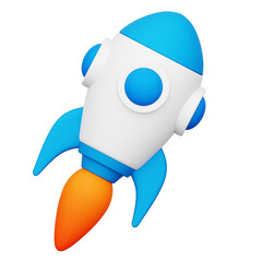 Space Rocket 3D Rendering Icon Isolated Transparent Background
