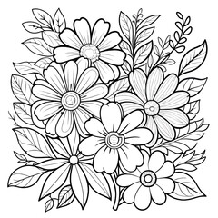 Floral coloring book pages for children and adults