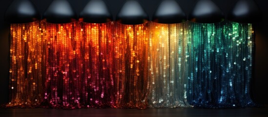 Colorful lights on the wall background.