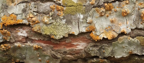 Interesting textures can be seen in the fungal patches on the tree bark.