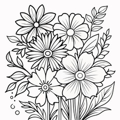 Floral coloring book pages for children and adults