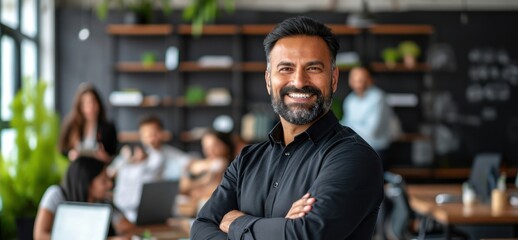 East Indian Businessman Standing in Front of a Group of People Generative AI