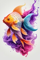 Fototapeta premium goldfish. colorful goldfish digital illustration