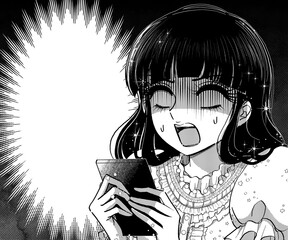 昭和マンガ風お嬢様・白目で衝撃を受けるフキダシフレーム