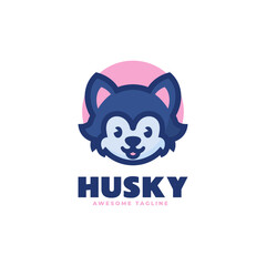 Vector Logo Illustration Husky Mascot Cartoon Style.