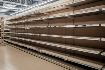 Empty shelves in store. Generative AI