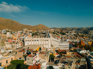 Aerial view of guanajuato with cathedral in mexico