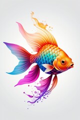 Fototapeta premium goldfish. colorful goldfish digital illustration