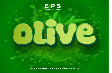 Text effects 3d Olive word editable