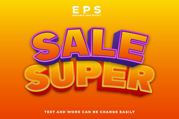 Supper sale banner template with 3d editable text effect.