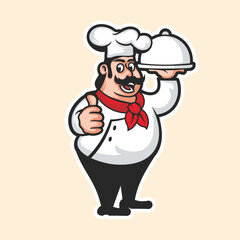 Chef mascot logo character illustration