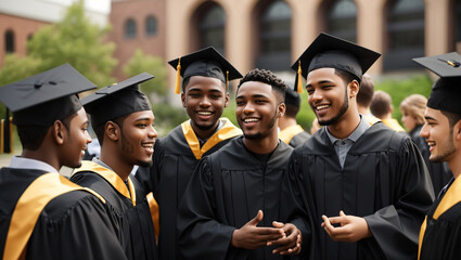 Obraz premium Group of a happy smiling male graduate students