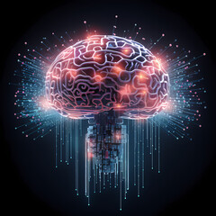 Abstract depiction of artificial intelligence as a glowing brain.